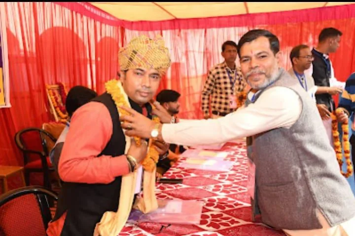 Astrologer Naresh Shastri during a professional recognition moment