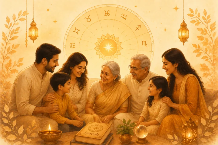 Family relationship astrology guidance illustration