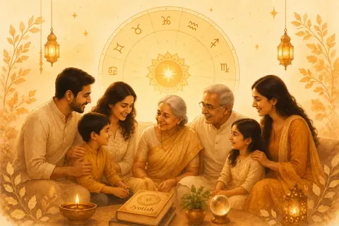 Family relationship astrology guidance illustration